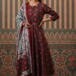 Floral Anarkali kurta set in hand block print pure cotton